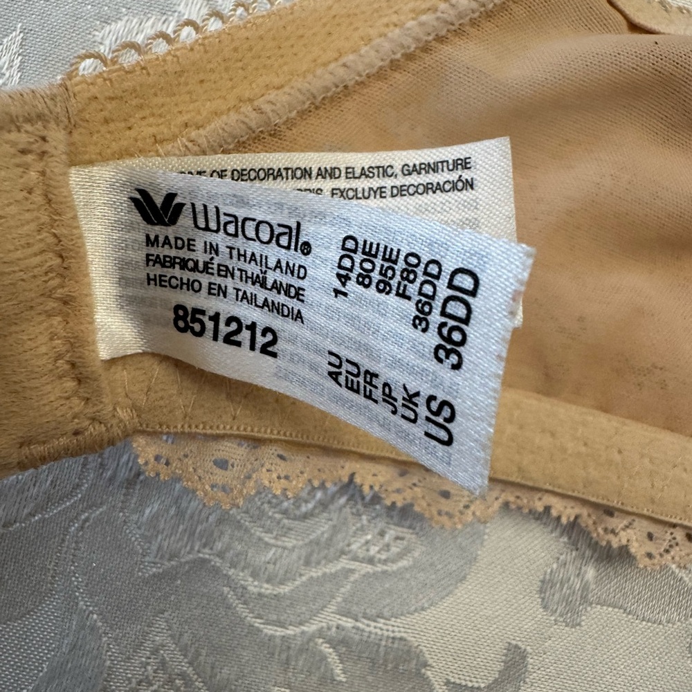 Wacoal Bra Size 36DD The Insider Underwire‎ Unlined Beige Style 851212 Rare - Picture 7 of 7